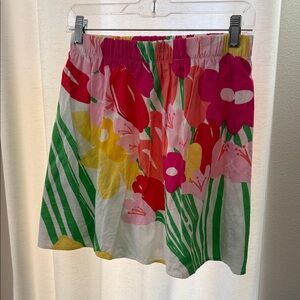 Lilly Pulitzer Multicolor Floral Circle Skirt with Green Leaf Accents